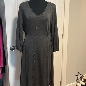 Gilli‎ Charcoal Soft Long Sleeve Dress Librarian Academic Elevated Basic